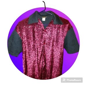 Hyperreality Short Sleeve Nightclub Men's Sequin Collared Button Front Shirt